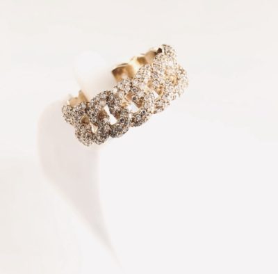14k Gold Miami Link Diamond Micro Pavé Diamond Ring - Image 3