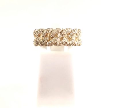 14k Gold Miami Link Diamond Micro Pavé Diamond Ring
