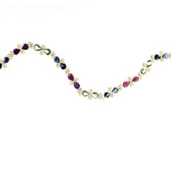 18k Gold Pear Shape Sapphire & Ruby Bohemian Bracelet