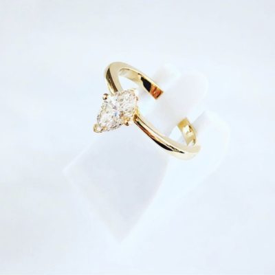 Custom 14k Gold Marquise Diamond Solitaire Engagement Ring