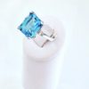 10k Gold Emerald Cut Blue Topaz & Diamond Cocktail Ring - Image 2