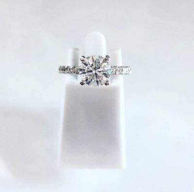 Custom 14k Gold Round Brilliant & Diamond Prong Engagement Ring