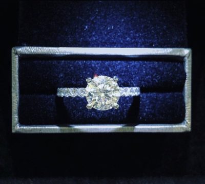 Custom 14k Gold Round Brilliant & Diamond Prong Engagement Ring - Image 3