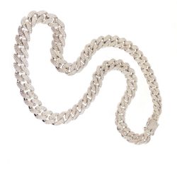 Sterling Silver & Cubic Zirconia Men's 12mm Curb Chain