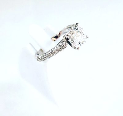 Custom 14k Gold Micro-Pavé Brilliant Round Diamond Engagement Ring - Image 5