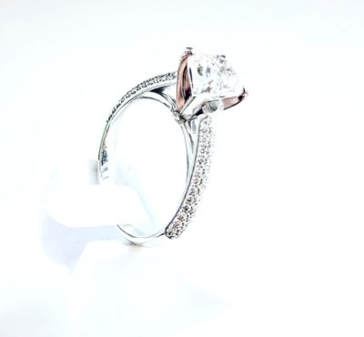 Custom 14k Gold Micro-Pavé Brilliant Round Diamond Engagement Ring - Image 3
