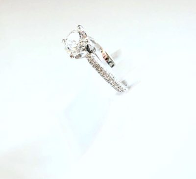 Custom 14k Gold Micro-Pavé Brilliant Round Diamond Engagement Ring - Image 4