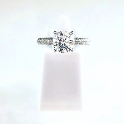 Custom 14k Gold Micro-Pavé Brilliant Round Diamond Engagement Ring