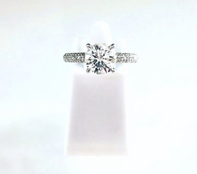 Custom 14k Gold Micro-Pavé Brilliant Round Diamond Engagement Ring