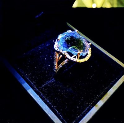 Custom 14k Gold Watermelon Tourmaline & Diamond Ring