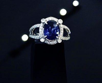14k Diamond & Oval Tanzanite Cocktail Ring