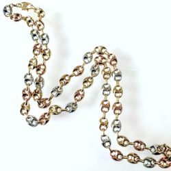 10-14k Three Tone Gold Gucci Puff Link Chain
