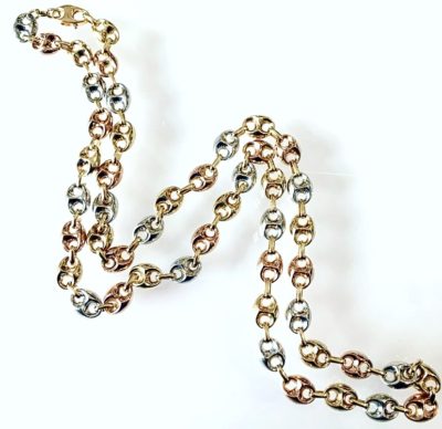 10-14k Three Tone Gold Gucci Puff Link Chain