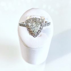 Custom 14k Trillion Diamond Halo Engagement Ring