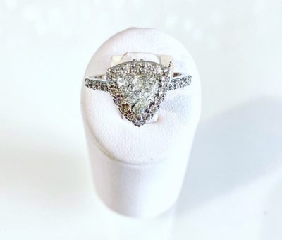 Custom 14k Trillion Diamond Halo Engagement Ring
