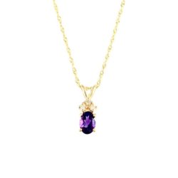 Oval Amethyst & Diamond Necklace