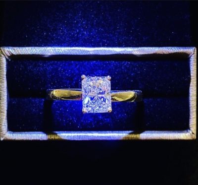 Custom 14k Yellow Gold Radiant Cut Solitaire Diamond Engagement - Image 2