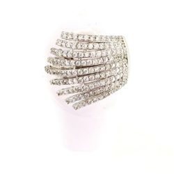 Sterling Silver & Cubic Zirconia Detailed Cocktail Ring