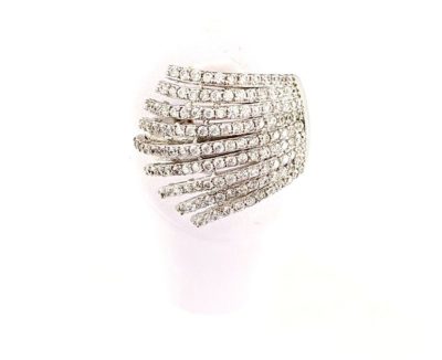 Sterling Silver & Cubic Zirconia Detailed Cocktail Ring