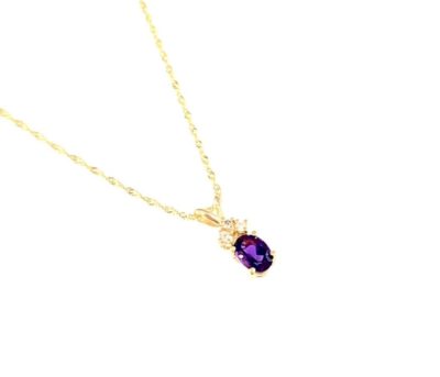 Oval Amethyst & Diamond Necklace - Image 2