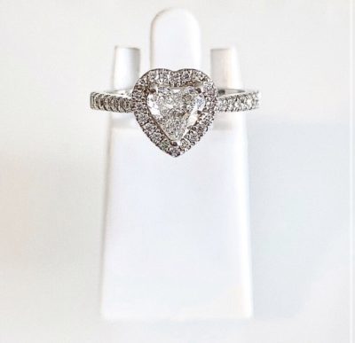 Custom 14k Diamond Heart Shaped Engagement Ring