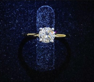 Custom 14k Round Brilliant Diamond Engagement Ring - Image 5