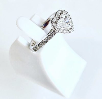 Custom 14k Diamond Heart Shaped Engagement Ring - Image 5