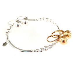 Sterling Silver Beaded Bracelet & Ball Drop Earrings