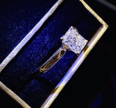 Custom 14k Yellow Gold Radiant Cut Solitaire Diamond Engagement - Image 3