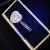Custom 14k Diamond Heart Shaped Engagement Ring - Image 2