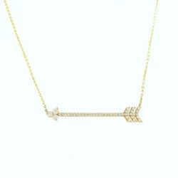 14k Gold & Diamond Arrow Necklace