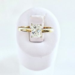 Custom 14k Yellow Gold Radiant Cut Solitaire Diamond Engagement