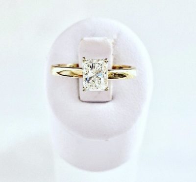 Custom 14k Yellow Gold Radiant Cut Solitaire Diamond Engagement